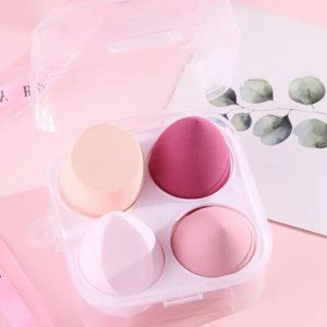 4 Pcs Beauty Eggs Transparent Box Flawless For Creams, Powders And Liquids
